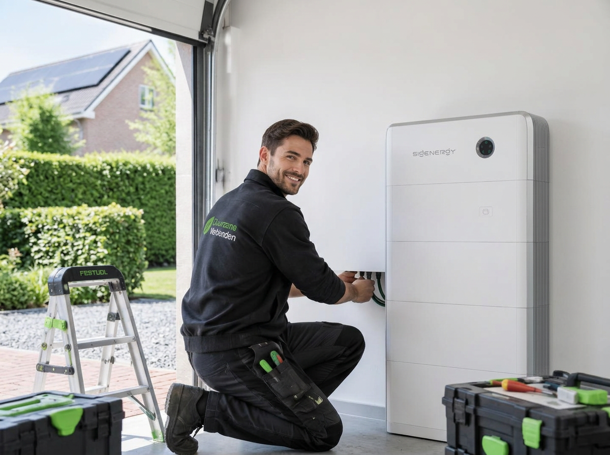 Installateur bij een thuisbatterij